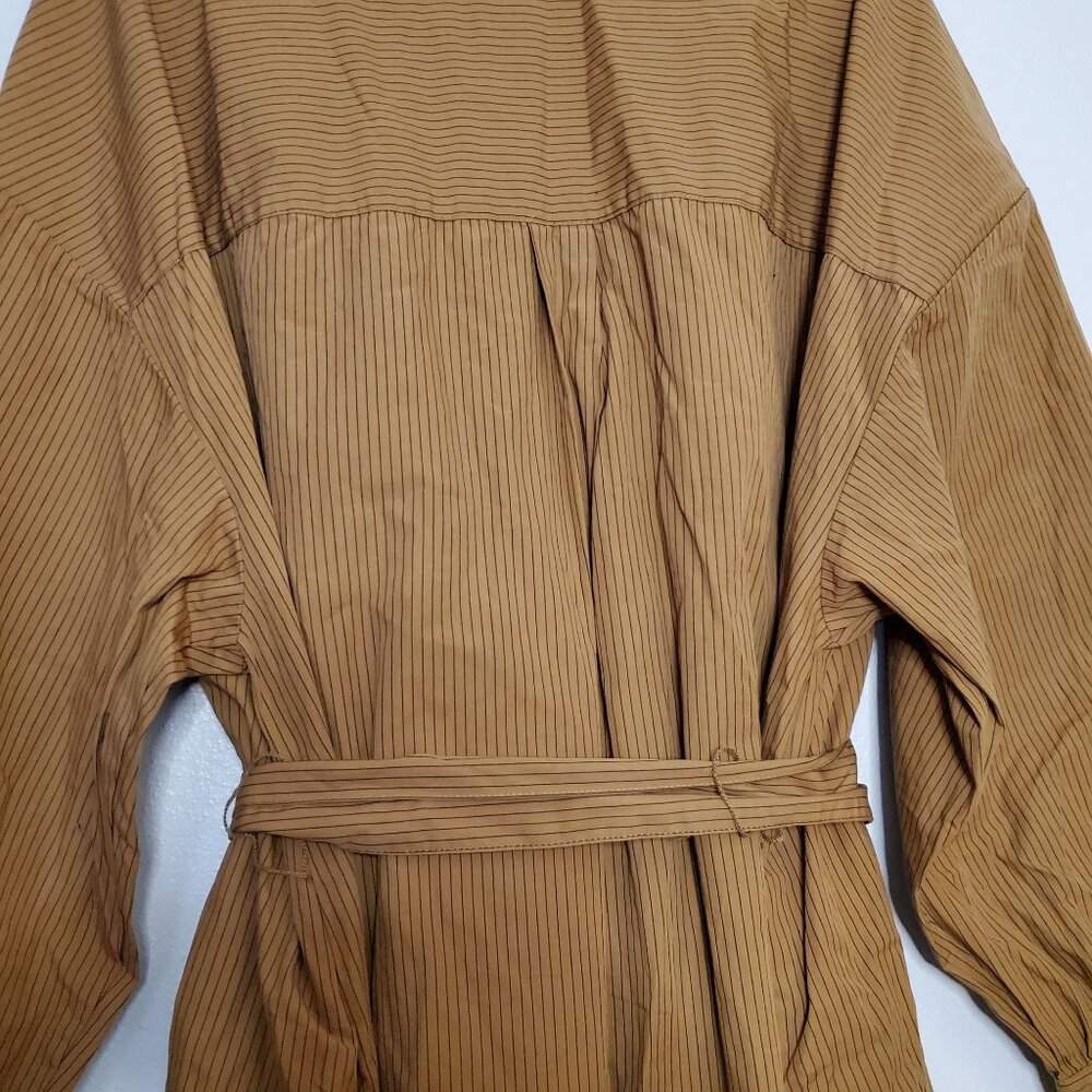 Future Collective Brown Belted Button-Down Maxi Shirt Dress 2X Long Sleeve Strip - Picture 6 of 9